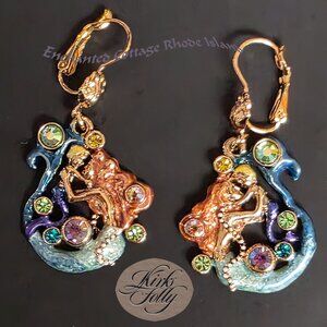 Kirks Folly 𝑴𝑬𝑹𝑴𝑨𝑰𝑫 and 𝑩𝑨𝑩𝒀 Leverback Earrings Goldtone